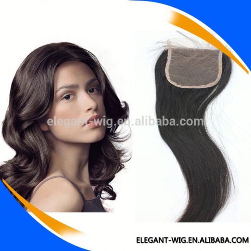 Elegant-wig indian remy human hair closure, middle parted lace closure Indian straight natural hairline