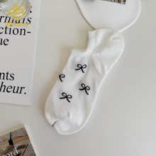 Thin Butterfly Bow Shallow Mouth Short Socks for Students