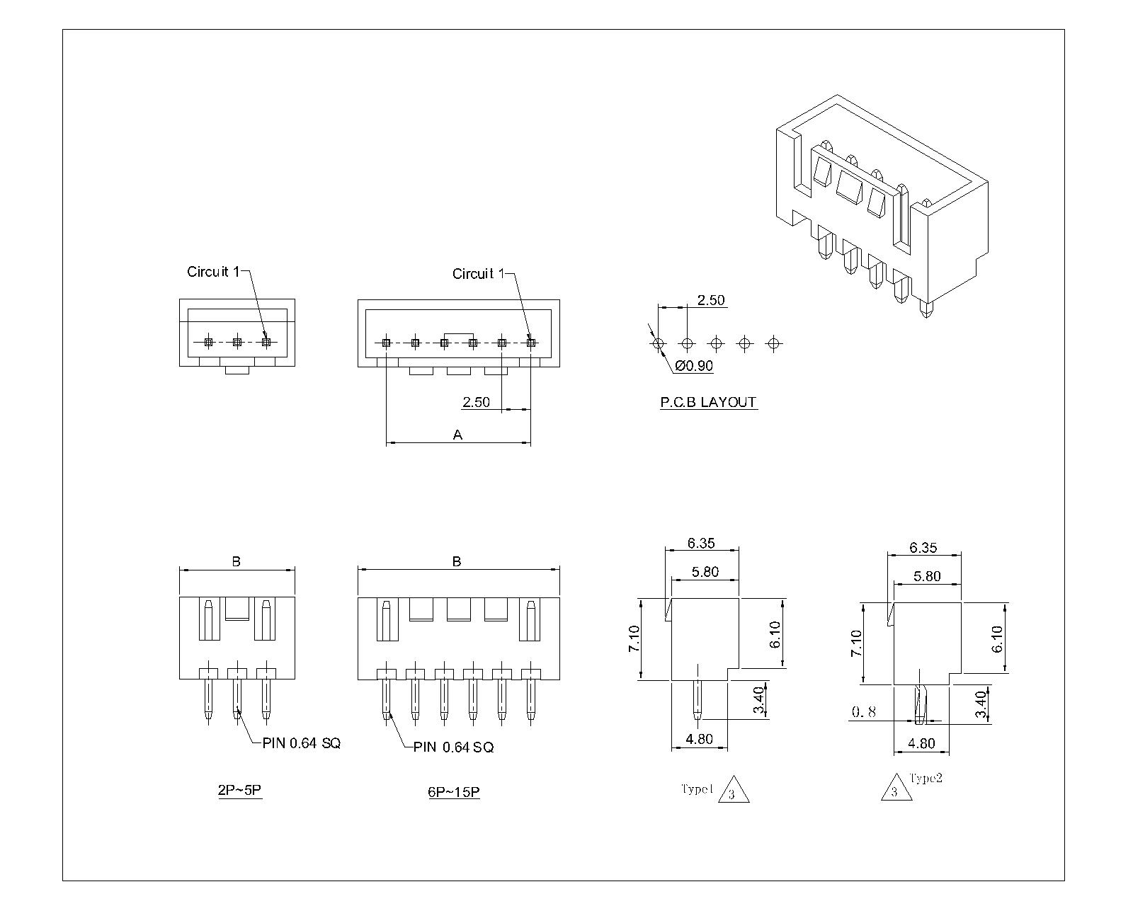 2.50mm pitch 180°Wafer Connector Series AW2512V-xP