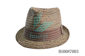 Wholesale mans raffia straw short brim fedora hats