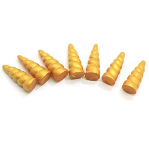 Gold Color 25mm 3D Mini Horn Resin Charms DIY Jewelry Necklace Hair Accessories Resin Cabochons Decoration