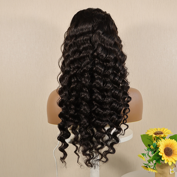 150% mink brazilian human hair 13x4 lace front wig, brazilian deep wave human hair wig, raw lace front wig with baby hair