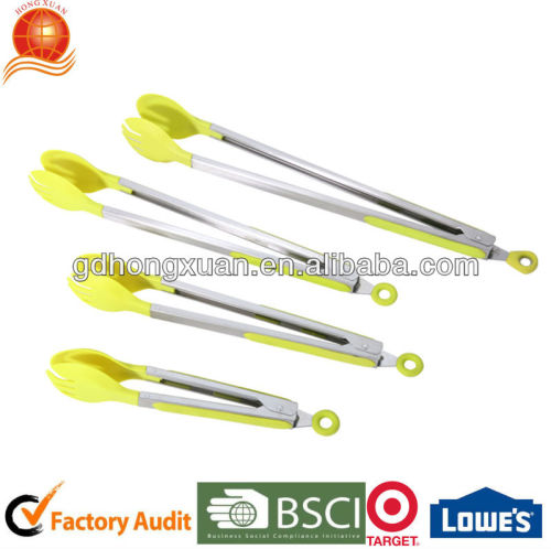 Food tong/nylon/silicone tong with stainless steel handle hongxuan HX-A44