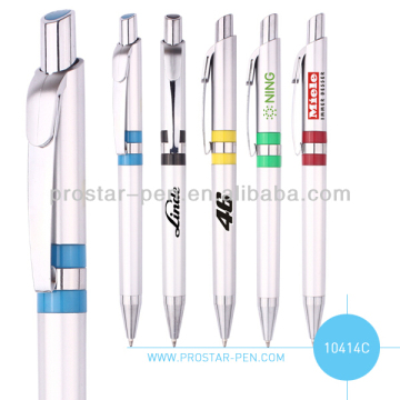 promotional silver colored plastic ball pen