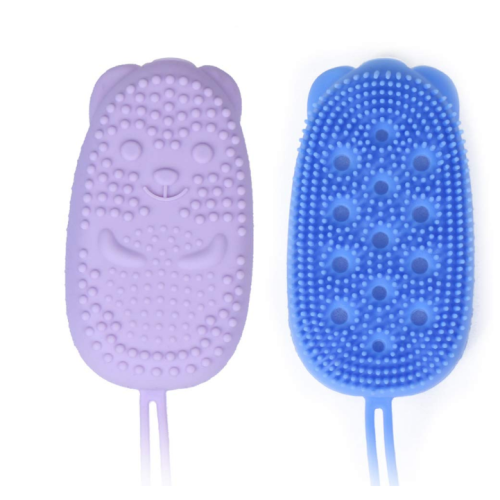 Exfoliating silicone scrubber berus badan mandi dua sisi