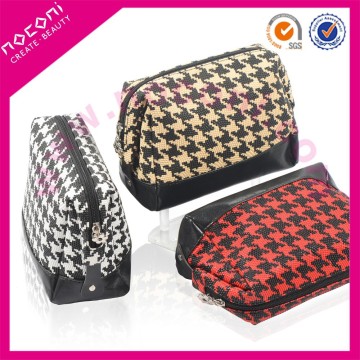 Houndstooth fabric large capacity ladies beauty bags /cosmetics PVC leather bag/professional large cosmetics bags