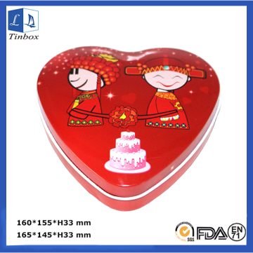 Empty Heart Shaped Chocolate Tin Box