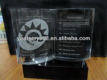 2013 new arrival crystal glass book engraved company profile(R-2015)