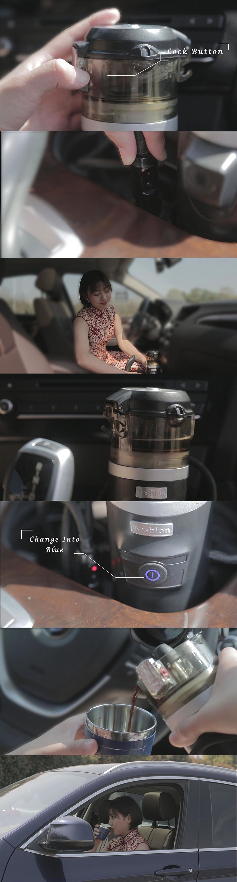 Mini Camp Portable för bilanvändning 12V Electric Espresso Coffee Maker för kaffekod eller malt kaffe i snabb matlagning