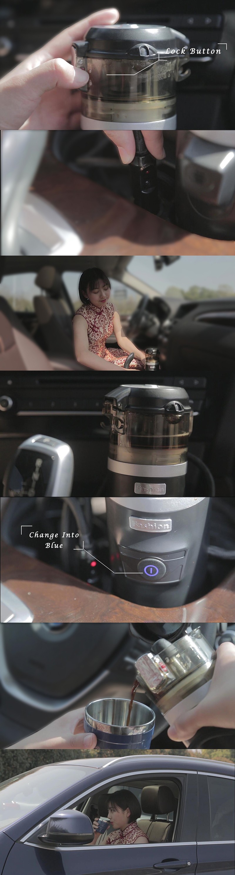 mini camp portable for car use 12V electric espresso coffee maker set for coffee pod or ground coffee in fast cooking