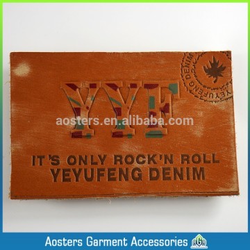 custom embossed jeans leather label patch