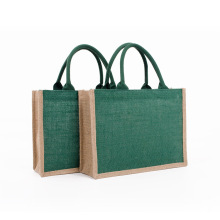 Personalized Bridesmaid Green Jute Bags - Monogrammed Burlap Tote Gifts