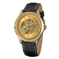 Gold Alloy Case Leather Japan Movement Watch