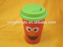 YF11022 double layer ceramic mug with silicone lid