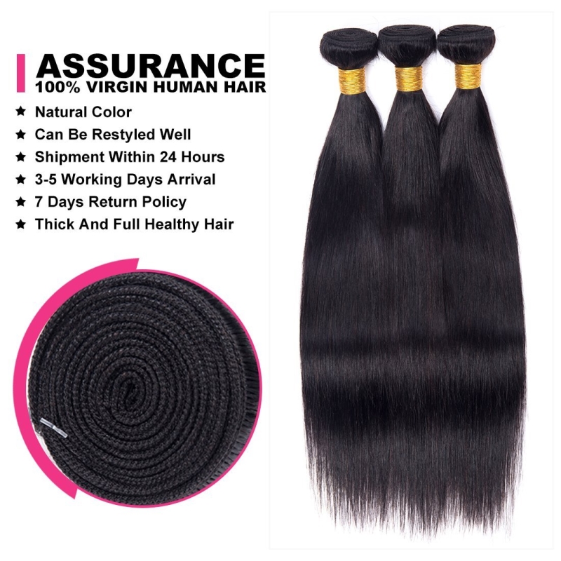 Indian Hair Bundles With Closure Wholesale Cuticle Aligned Raw Hair 100% Unprocessed Mink Virgin Straight Hair