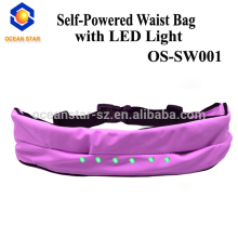 Reflective running waist bag with led night light