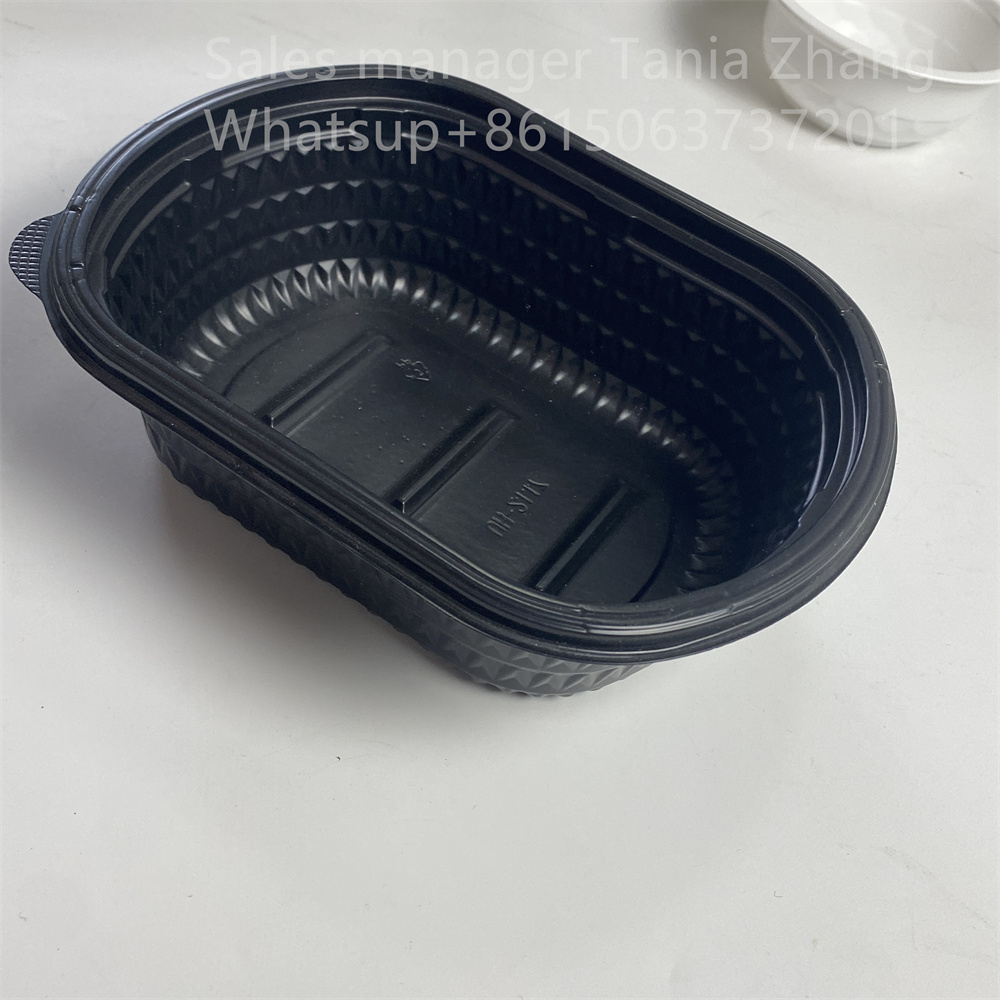 Disposable Pp Material Black Takeout Bottom Food Tray5 Jpg