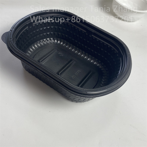 Disposable PP material black takeout bottom food tray