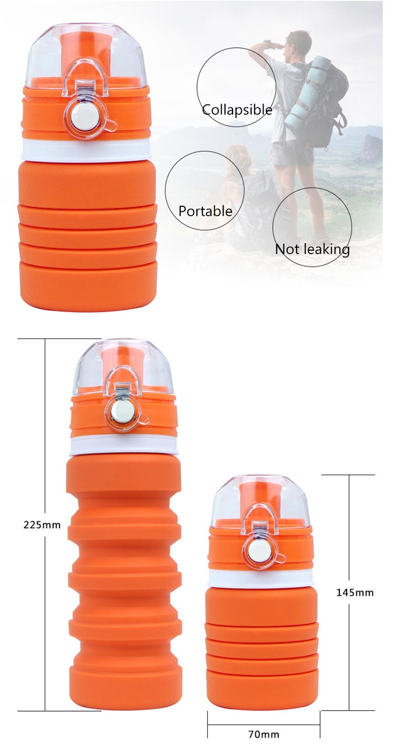 Factory customized BPA-free silicone foldable bottle foldable water bottle, suitable for camping and travel sports