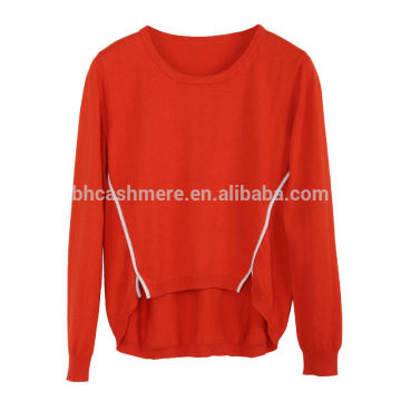 Ladies' sweater irregular bottom pullover