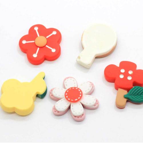 Cabochons Flatback del fiore sveglio della resina di Kawaii per i centri dell&#39;arco dei capelli Decorazione di scrapbooking fai da te