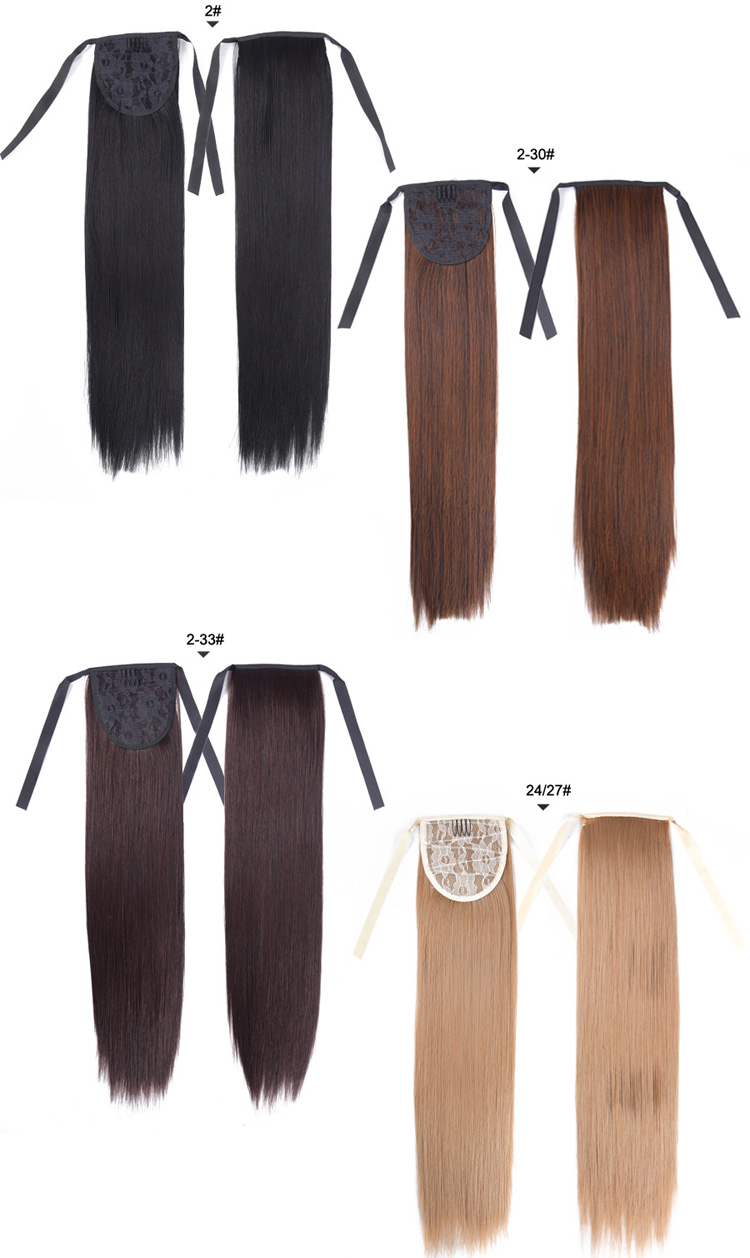 AliLeader High Quality Wholesale 18 Inch Silky Straight Pure Color Ponytail Clip In Ponytail Hair Extensions