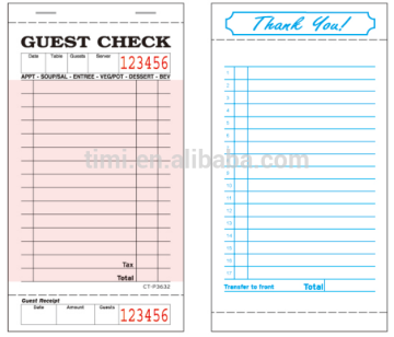 2017 NRA exhibitor CT-P3632 Guest check ,Restaurant docket book,waiter docket book