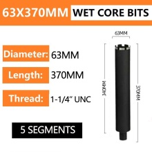 63x370 Masonry Drilling Wet Diamond Core Drill Bit 1-1/4 UNC