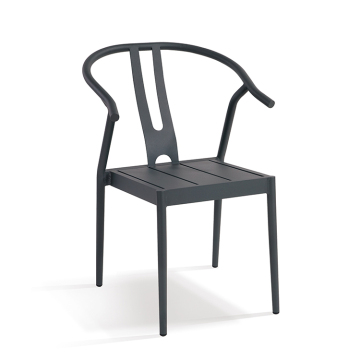 Custom Rustproof Stackable Aluminum Cafe Chairs with Arms - Outdoor Patio Furniture