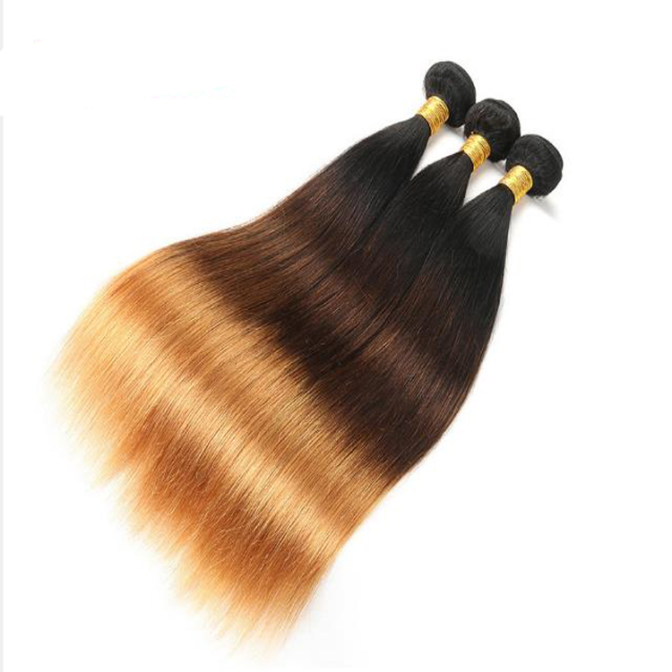 Brazilian Ombre Blonde Colored 3 Tones Peruvian Human Hair Weaves With Frontal, Brazilian Ombre Blonde Colored 3 Tones Hair