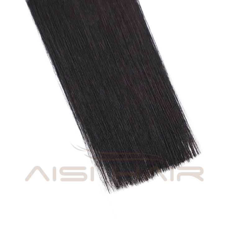 Aisi Hair 10A Unprocessed Silky Straight Human Hair Double Drawn 18 Inch Pre Bonded Black I-Tip Human Hair Extensions