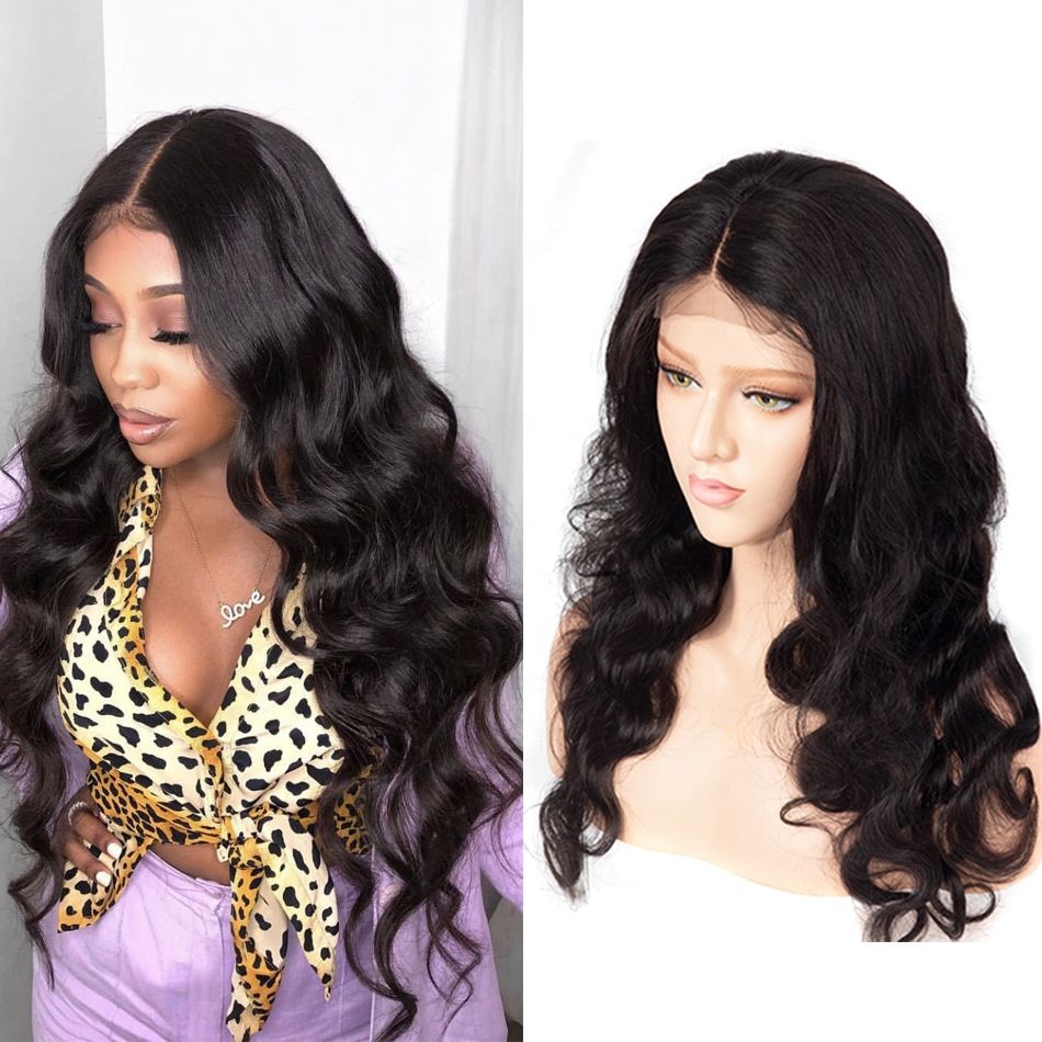 cheap price body wave lace front wig human hair, trade assurance order virgin 4x4 closure human hair wigs
