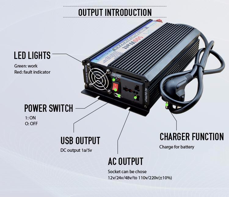 Inverter 12v 220v 500w rechargeable battery inverter solar power systems