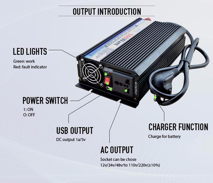 500W 1000W Solar Power ups Inverter with Charger 12V 220V