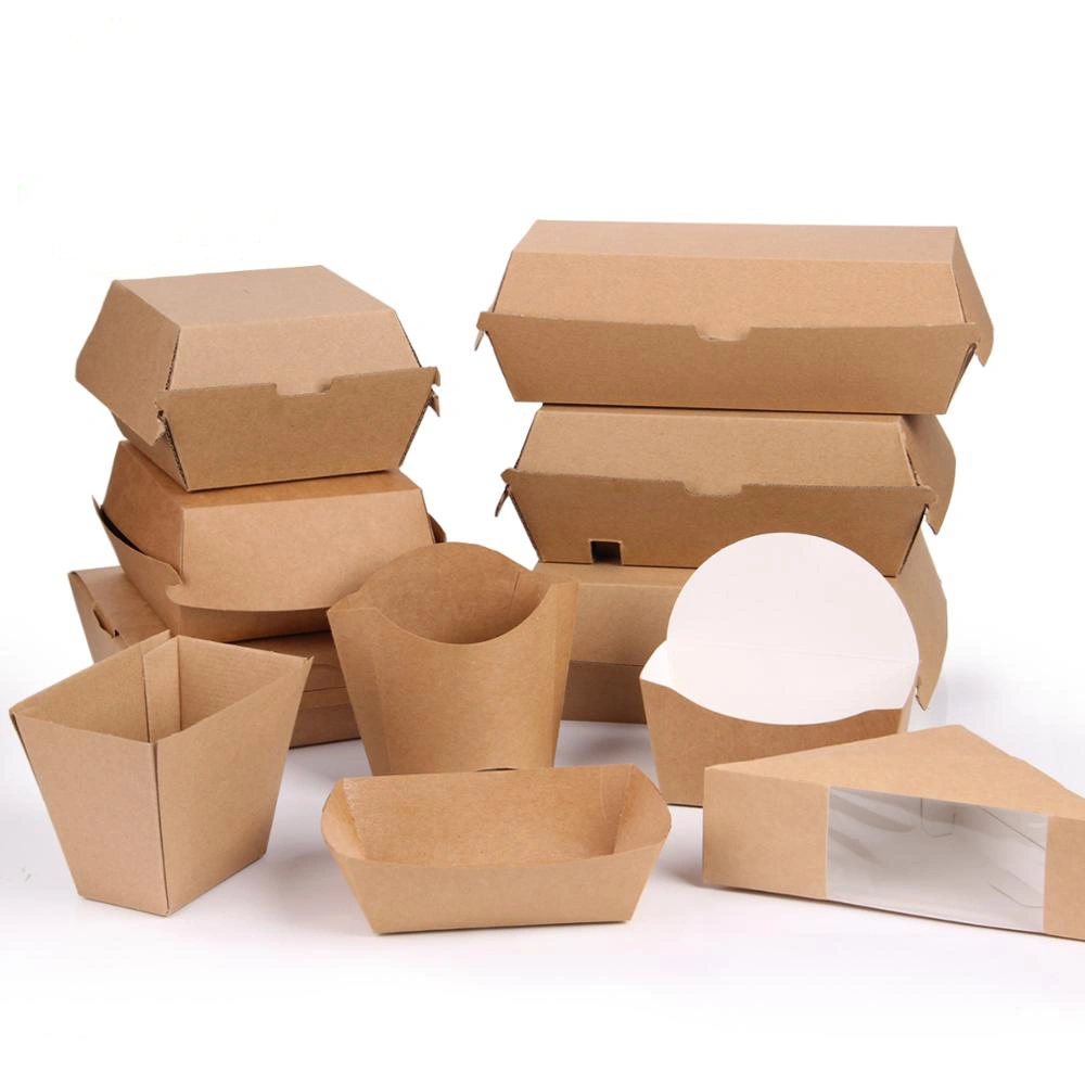 Eco Friendly Food Grade Kraft Paper Burger Box Packaging Hamburger Box