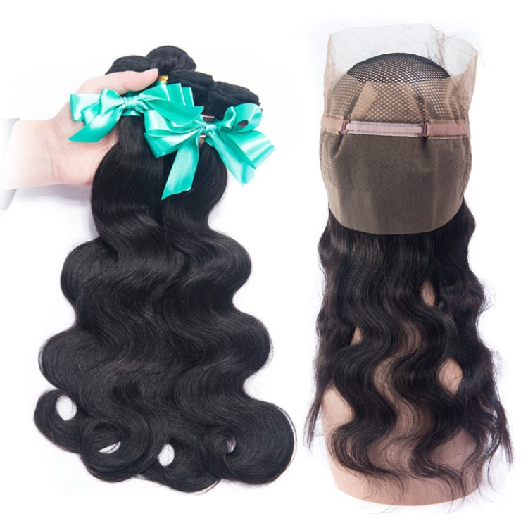 Usexy Best Selling Remy Brazilian Hair Weave Body Wave Bundles With 360 Lace Frontal