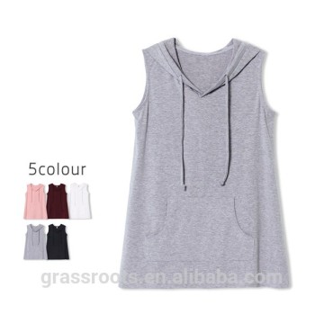 Custom made fashion hoodie girls hooded vest cheap sleeveless hoodie