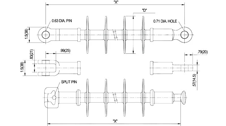 Composite distribution suspension insulator