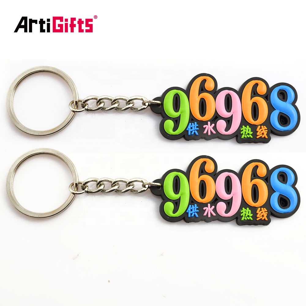 Promotion Wholesale Fashion 2d 3d Cartoon Logo Rubber Letter keyring key chain rings Keychain Custom Soft pvc