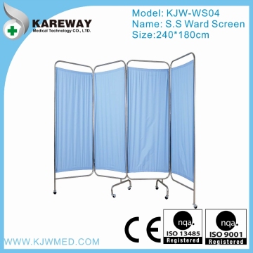 4 Panel ward screen medical bed screen with wheels