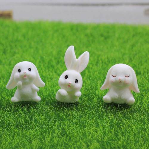 3D Assorted Rabbit Resin Design Artificial Animal Figurine Vegetable Carrot Artificial Craft Fairy Garden Accessory Home DIY