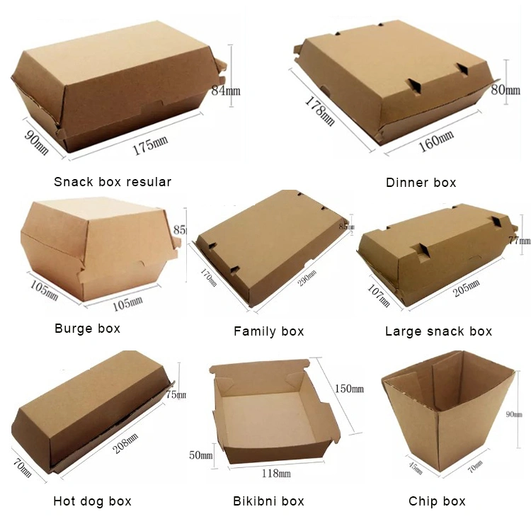 Eco Friendly Food Grade Kraft Paper Burger Box Packaging Hamburger Box