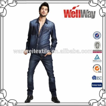 2015 jeans shirt men fashional washed denim cowboy shirt