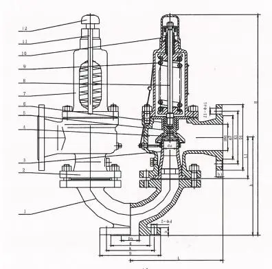 Twin Safety Valve Relief Valve Flange Type Y-Shaped Joint Spring Loaded Full Bore