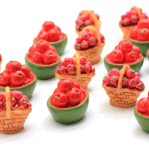 Kawaii Mini Fruit Basket Shaped Resin Cabochon For Handmade Craftwork Beads Charms Kitchen Fridge Ornaments Beads Spacer