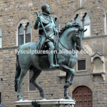 Duplicated outdoor statues antique cast bronze warrior with horse sculpture