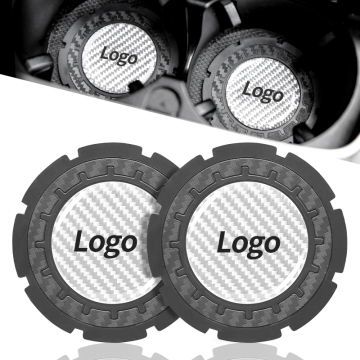 Custom Factory Logo Coaster Auto Car Cup Mat - Carbon Fiber Drinking Holder (2pcs)