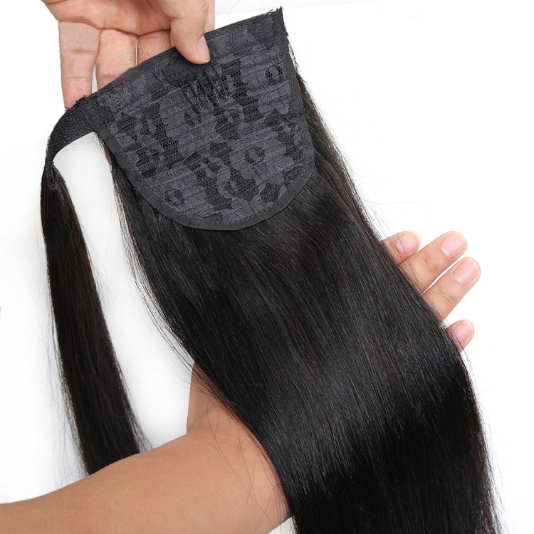 Virgin Brazilian Hair Drawstring Ponytail Cheveux Humains Yaki Wrap Around Ponytails For Black Women