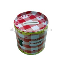 round coin bank tin box