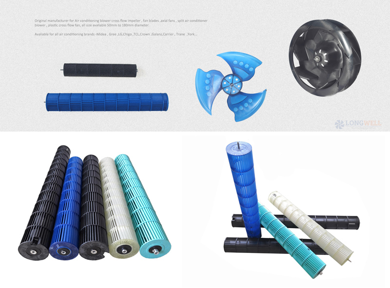 180mm Plastic Cross Flow Fan Blades for The Air Conditioning,plastic cross flow fan impeller split air conditioner